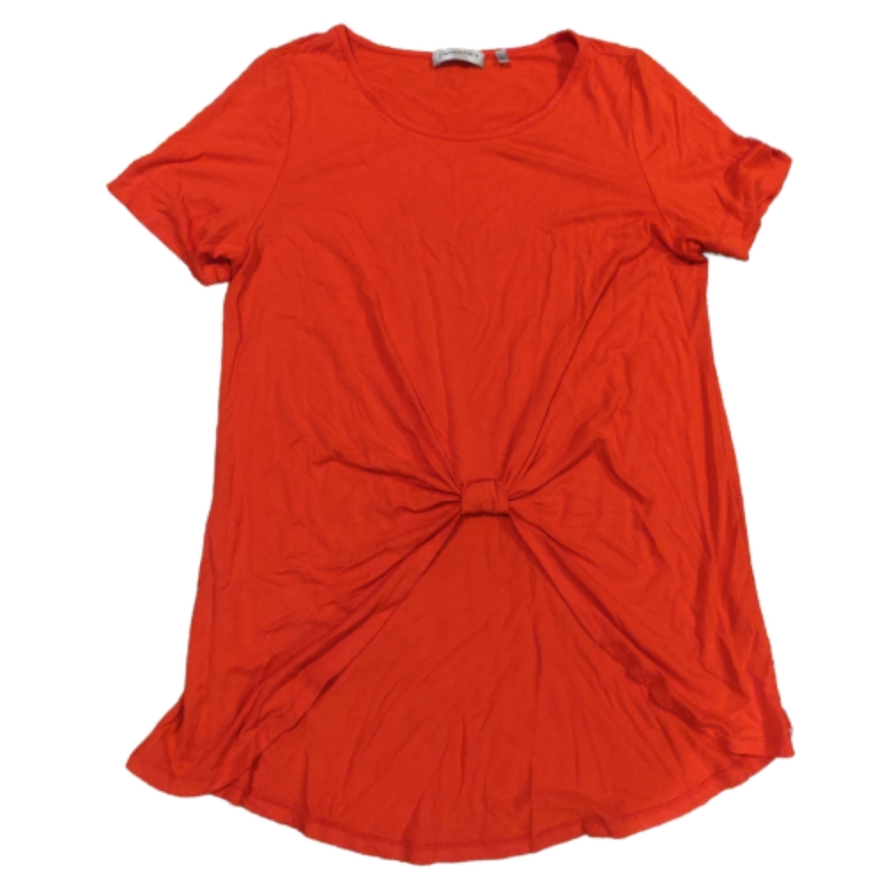 Patrizia Luca Red Knot Detail Gathered High Low Top Size L